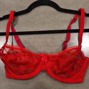 Agent Provocateur - Red And Polka Dot Lace Underwire Bra